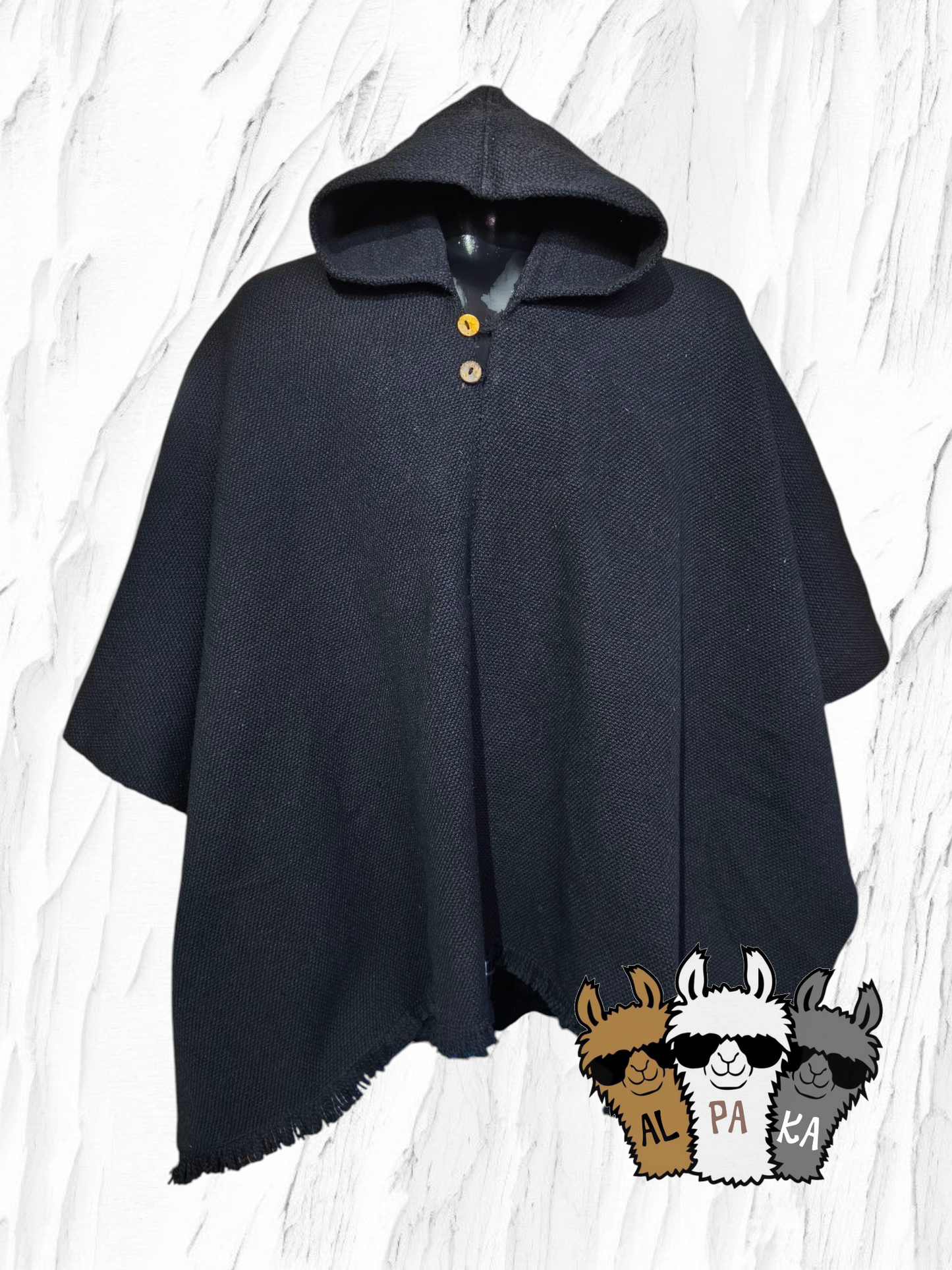 Poncho negro 100% lana de oveja